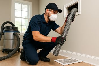 Professional air duct cleaning technician in Cibolo